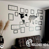 Decoración De Pared Mdf Mapa Con Siluetas Marcos 