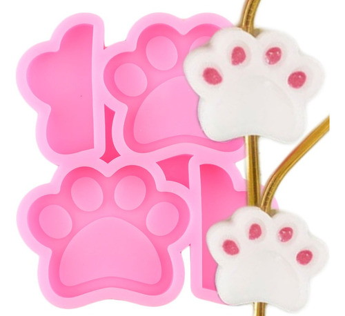 1pcs Molde De Silicona Pata De Gato Paja Decoración Llavero