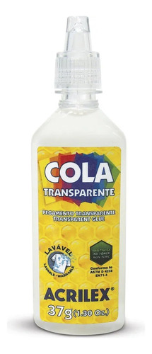 Cola Transparente 37g Acrilex Escolar Artesanato Arte Slime 