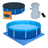 Kit Piscina Circular 4500 L + Capa + Forro + Filtro 110v