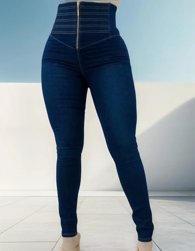 Pantalon Colombiano Efecto Levanta Pompas Azul Oscuro