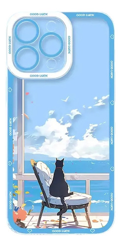 Capa De Telefone Sunset Cat Engraçada Para iPhone 15 14 13 1
