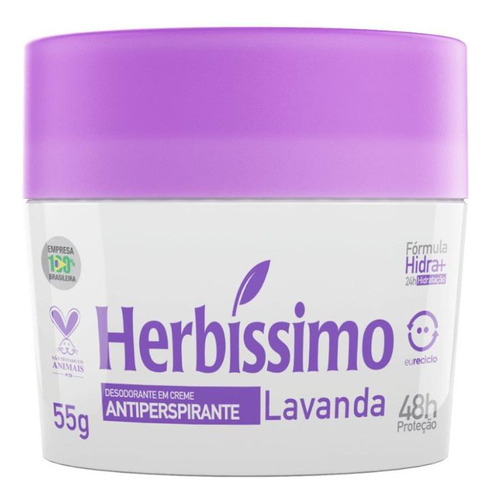 Desodorante Creme Herbissimo Lavanda Antitranspirante 55g