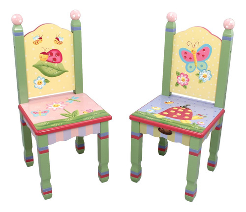 Magic Garden - Juego De 2 Sillas De Madera Para Niños, Diseñ