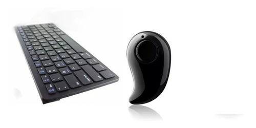 Kit Teclado Bluetooth Sem Fio Tablet Mais Mini Fone Ouvido