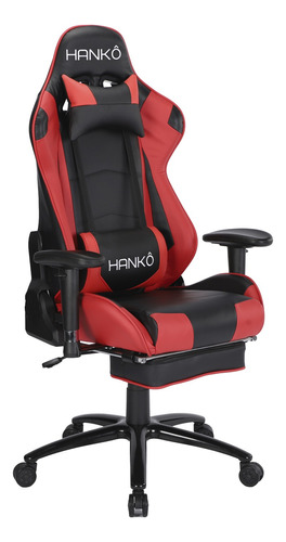 Silla Gamer Ejecutiva Hanko Roja Masajeador Lumbar Ecocuero