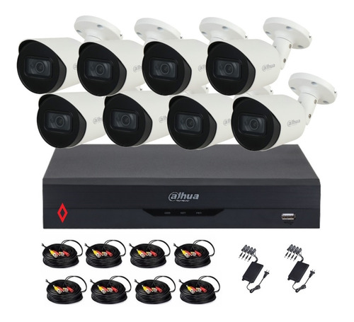 Kit 8 Cámaras 8mp 4k Bullet Audio Dvr 16ch H.265 Ivs Dahua