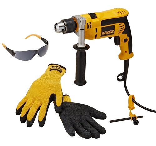 Taladro Rotomartillo 1/2 650w Guantes+lente Dwe1650si Dewalt Color Amarillo