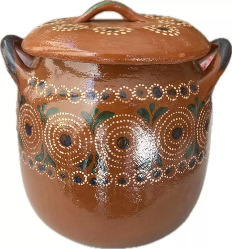 Olla De Barro Con Tapa Café Frijoles Para 3 Litros 20 X 20cm