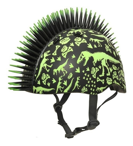 Casco Raskullz T-rex Bonez Mohawk Niños Bicicleta C-preme Color Negro/verde Talla M