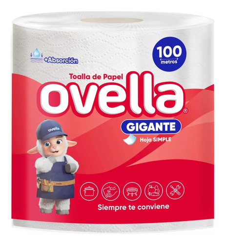 Toalla De Papel Ovella Gigante D/h 100 Mts Prepicada