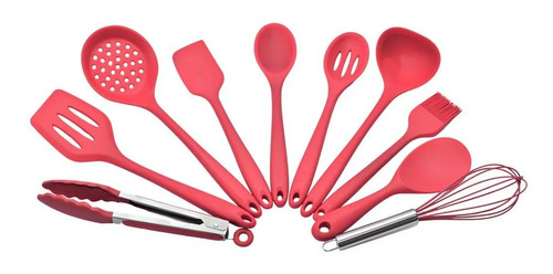 Conjunto Talheres De Silicone Utensílios De Cozinha 10 Peças