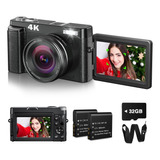 Cámara Digital 4k Para Fotografía Con Tarjeta De 32 Gb Enfoq