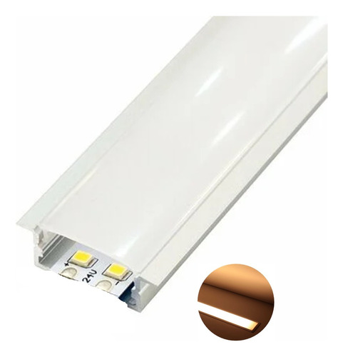 Perfil Led Embutir 30x10mm Aluminio Para Fita Led 2mt Branco