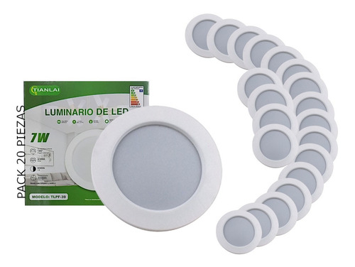 Plafon Led 7w Luminario Empotrable Spot Blanco 20 Piezas