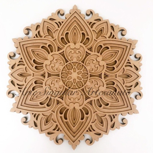 Mandala 3d Mdf Cru 80x80 Cm - 3d 08 - 4 Camadas