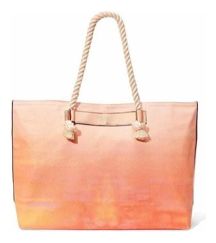 Bolso Cartera Victorias Secret Grande Damasco Degrade Acabado De Los Herrajes Tote Color Naranja Correa De Hombro Beige