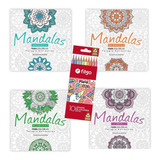 Libro Mandalas Para Pintar Set X4 Antiestres+ Lapices Pastel