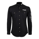 Camisa Vaquera Wrangler 51lognb02 Negro Algodón Manga Larga