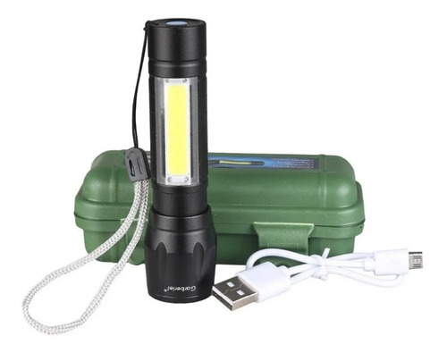 Mini Linterna Tactica Aluminio Zoom Led Xpe + Cob Recargable