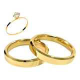 Par Aliança Casamento Chanfrada 4mm - Tungstênio/ouro 18k