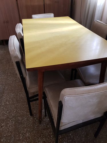 Juego Comedor Mesa Escandinava Y 6 Sillas Vintage