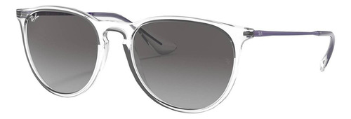 Anteojos De Sol Ray-ban Erika Color Mix Standard Con Marco De Nailon Color Polished Shiny Transparent, Lente Grey Degradada, Varilla Violet De Metal - Rb4171