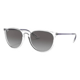 Anteojos De Sol Ray-ban Erika Color Mix Standard Con Marco De Nailon Color Polished Shiny Transparent, Lente Grey Degradada, Varilla Violet De Metal - Rb4171