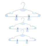 Percha Plastico Blanco Con Broche X 10 Unid Adulto Bebe Niño