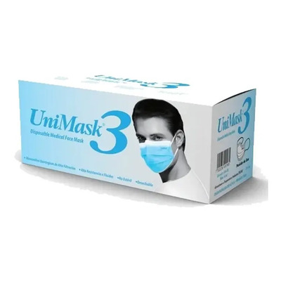 Cubrebocas Quirúrgico UniSeal 3 Capas Azul Descartable 50 PZ | MercadoLibre