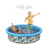 Piscina Plegable Con Aspersor Para Perros Grandes, Bano Para