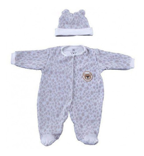 Kit Pijama Infantil + Gorro Bebê 0-6 Meses Zip 