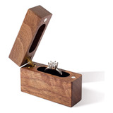 Caja De Anillos De Compromiso De Madera Wislist, Pequeña