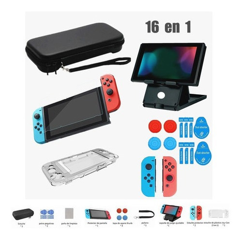 Kit De Accesorios Con Estuche Para Nintendo Switch 16 En 1