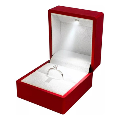Estuche Elegante Rojo Con Luz Led Para Anillo Novios | MercadoLibre