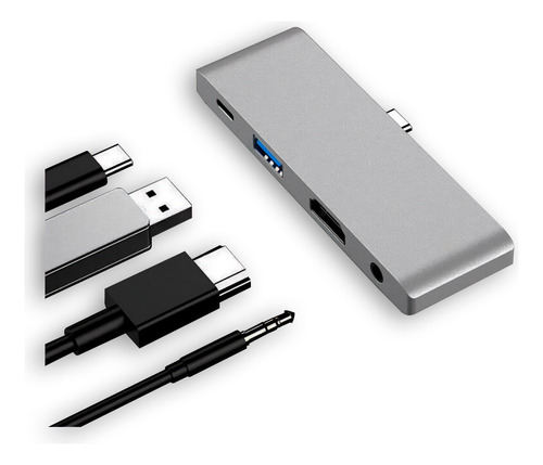 Hub Adaptador Usb-c Para Hdmi / Usb 3.0 / Usb-c / Audio P2