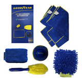 Kit Lavado Auto Goodyear Esponja Trapo Cepillo Toalla 6 En 1 Color Azul