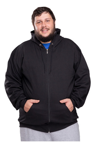 Moletom Plus Size Canguru Casaco Zíper Com Capuz Blusa Frio