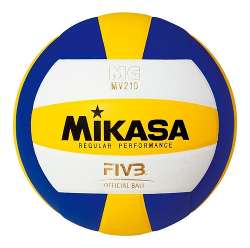 Pelota Voley Mv210 Cuero Tratado Mikasa Fivb Color Amarillo/blanco/azul