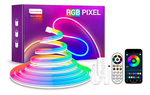 Kit Manguera Neon Led Flex Rgb Pixel +fuente+controlador App
