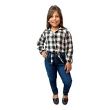  Roupa Country Infantil Menina Camisa Flanela E Calça Jeans