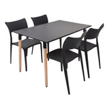 Combo Comedor Eames Mesa 1,40 X 80 Y 4 Sillas Verona