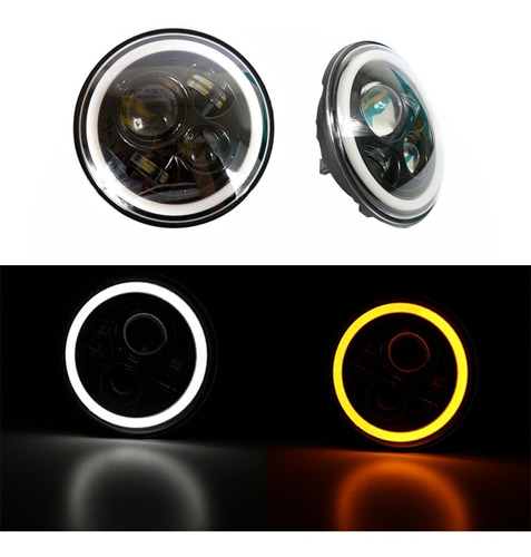 Faro 4 Led 7 Pulgadas Ojo Angel Wrangler Jeep Vocho Moto