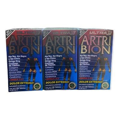 Artri Bion Ultra3 Tabletas 100 Tblts Dolor Extremo 3 Frascos Sabor Sin Sabor | Envío gratis