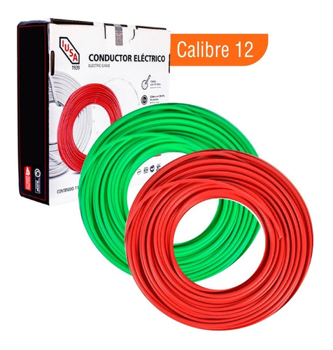 Combo Cable Thw Cal.12 Iusa Rojo Y Verde 2 Cajas 100 M