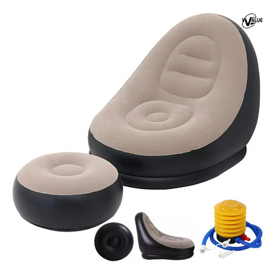 Sofa Sillon Inflable Ultra Cómodo Tipo Puf Con Posapies Sofá Inflable Reforzado, Sofá Para Relajarse Con Asiento De Pie, Sillón Plegable Portátil Para Uso Exterior, Cama Individual Tatami Vrvalue | Meses sin interés
