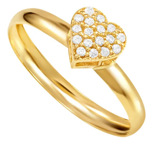 Anel Feminino Solitario Coração Aparador Ouro 18k Diamante