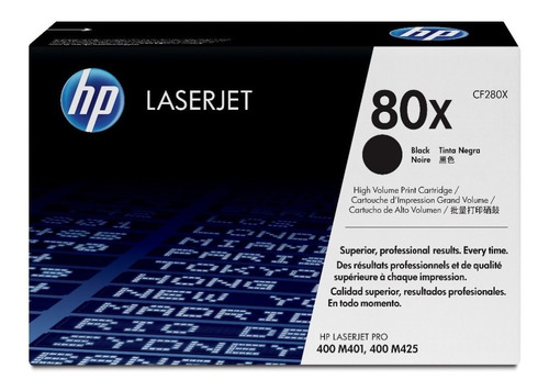 Tóner Hp 80x Negro Alto Rendimiento Laser Original (cf280x)