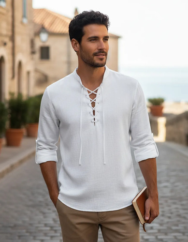 Camisa Medieval Pirata Renacentista Vikinga Para Hombre
