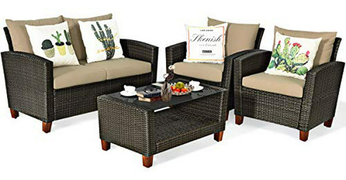 Juego De Patio Rattan Compatible Con Exteriores.